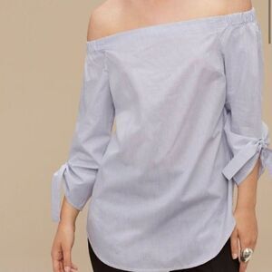 Babaton Aritzia Off Shoulder Poplin Pin Stripe Top